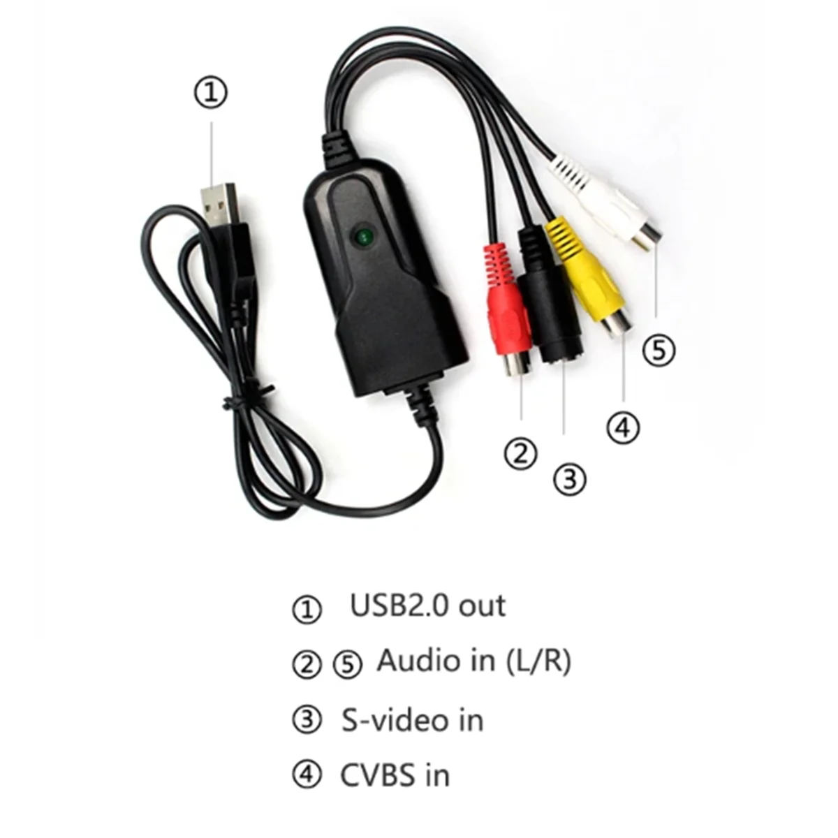 ConvertidorUSB 2,0 tarjeta de captura de vídeo AV RCA convertidor Digital a USB adaptador portátil Cable de vídeo para DV/TV DVD uso doméstico Win 7