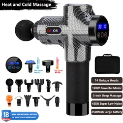 Pistolet de massage thermique pour la salle de sport à domicile, minerai liatif professionnel injuste, masseur musculaire profond avec 14 têtes, moteur sans balais, X5 Pro, 120W, nouveau