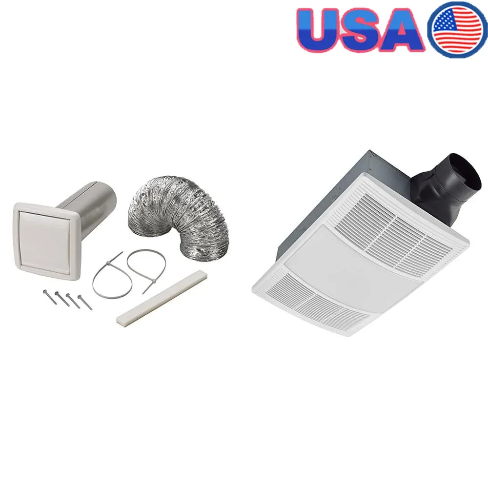 

Вентилятор для ванной комнаты, комбинированный обогреватель 80CFM, белая решетка, современный дизайн, управление CCT, 1300 Вт и 4-дюймовый комплект воздуховодов, адаптер в комплекте