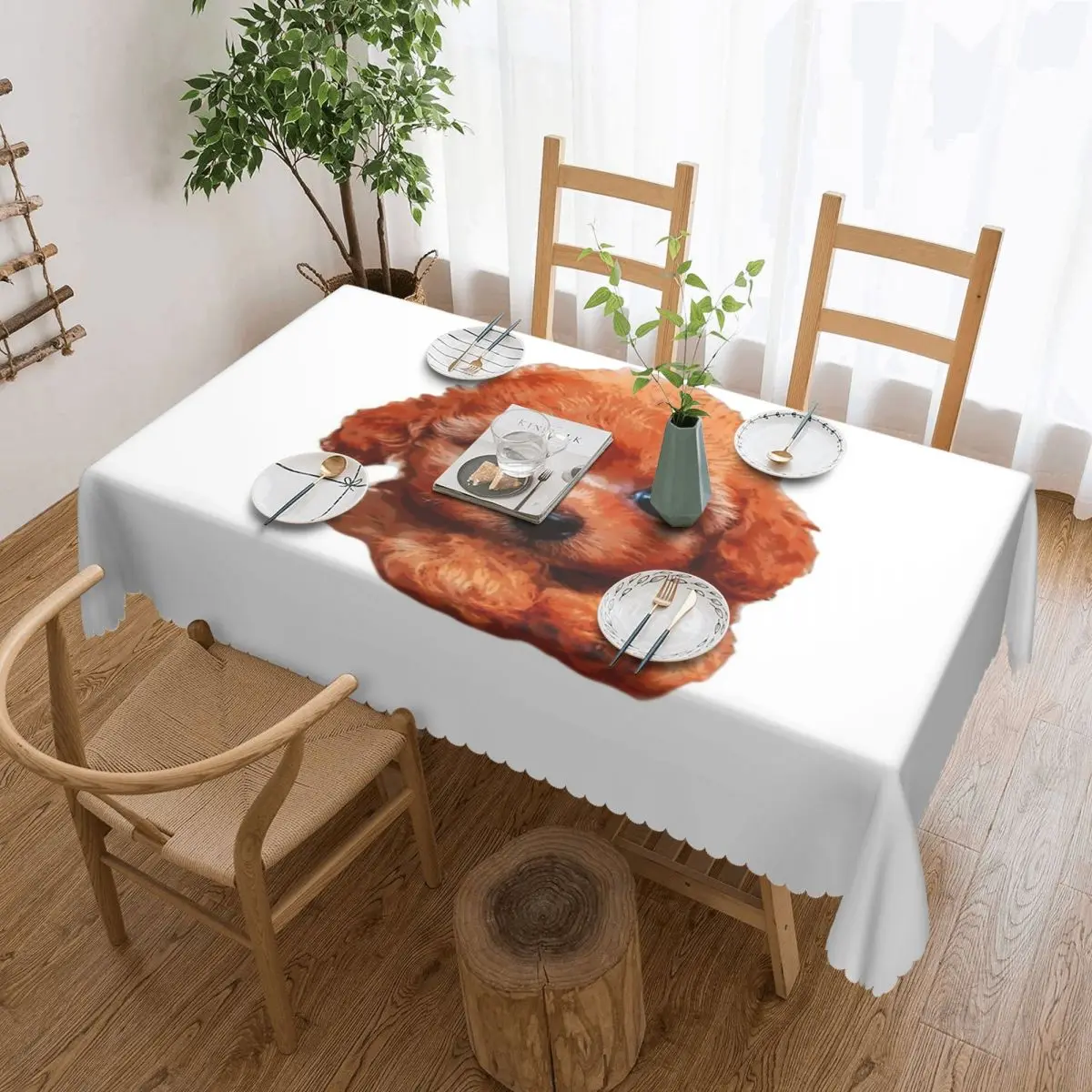 Taza de té para perros caniche y cachorros Mini estándar ¡Todos son tan lindos! Mantel rectangular, cubierta de mesa a prueba de aceite para comedor, eventos, mantel
