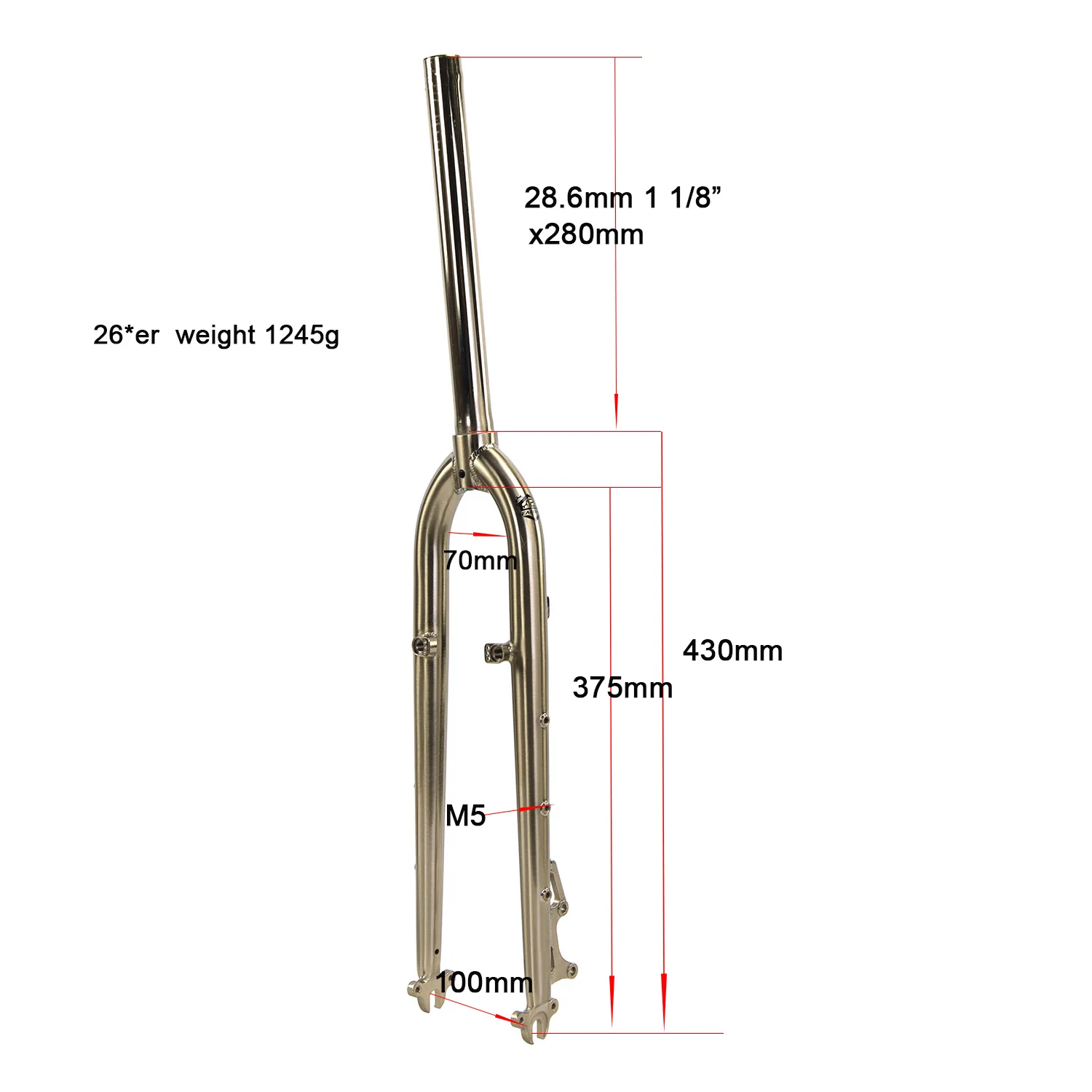 Fourche Rigide Ammaco Vintage Pour VTT 26 Pouces | Acier Chromé, Filetée 1 1/8, Modèle 1994, Frein Sur Jante