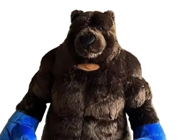 

Giant Inflatable Brown Boxing Bear with Blue Gloves Mascot Costume Adult Carnival Fancy Party Cosplay Props