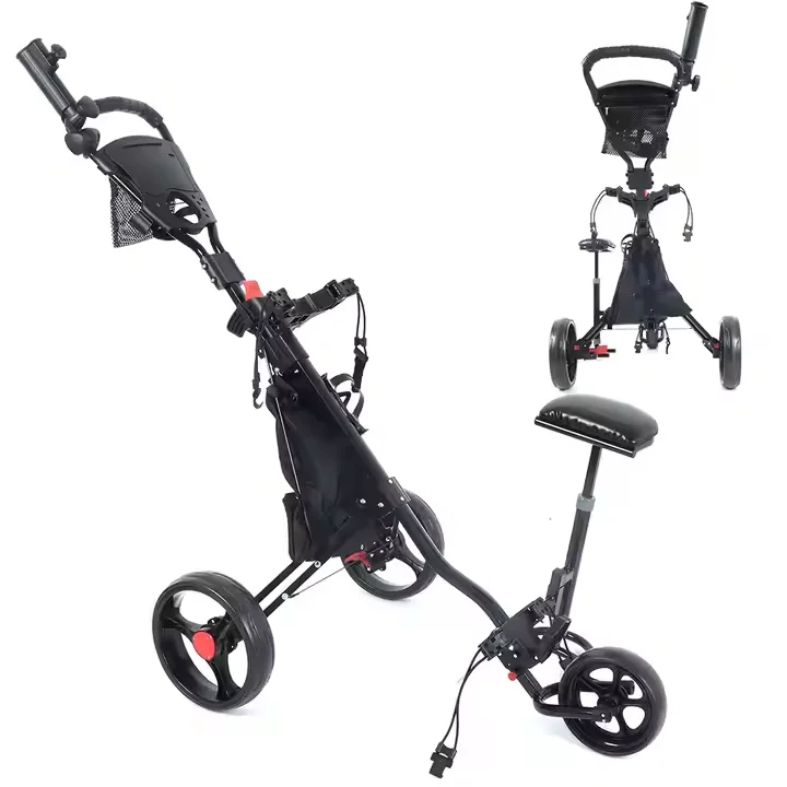 Ready to Ship Lightweight Aluminum 3-Wheel Golf Push Cart Portable Quick Open Foldable Golf Trolley for Outdoor Use