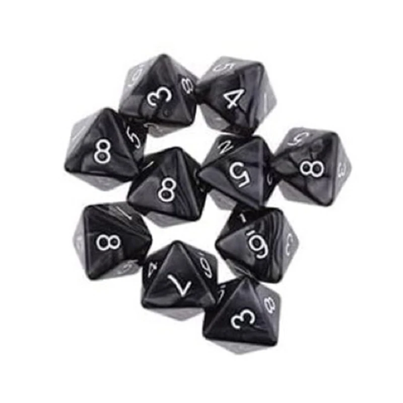 10Pcs 8-Sided Polyhedral Dices Acrylic Game Dices Marble Pattern Table Game Dices Suitable for Role Playing Game E56D