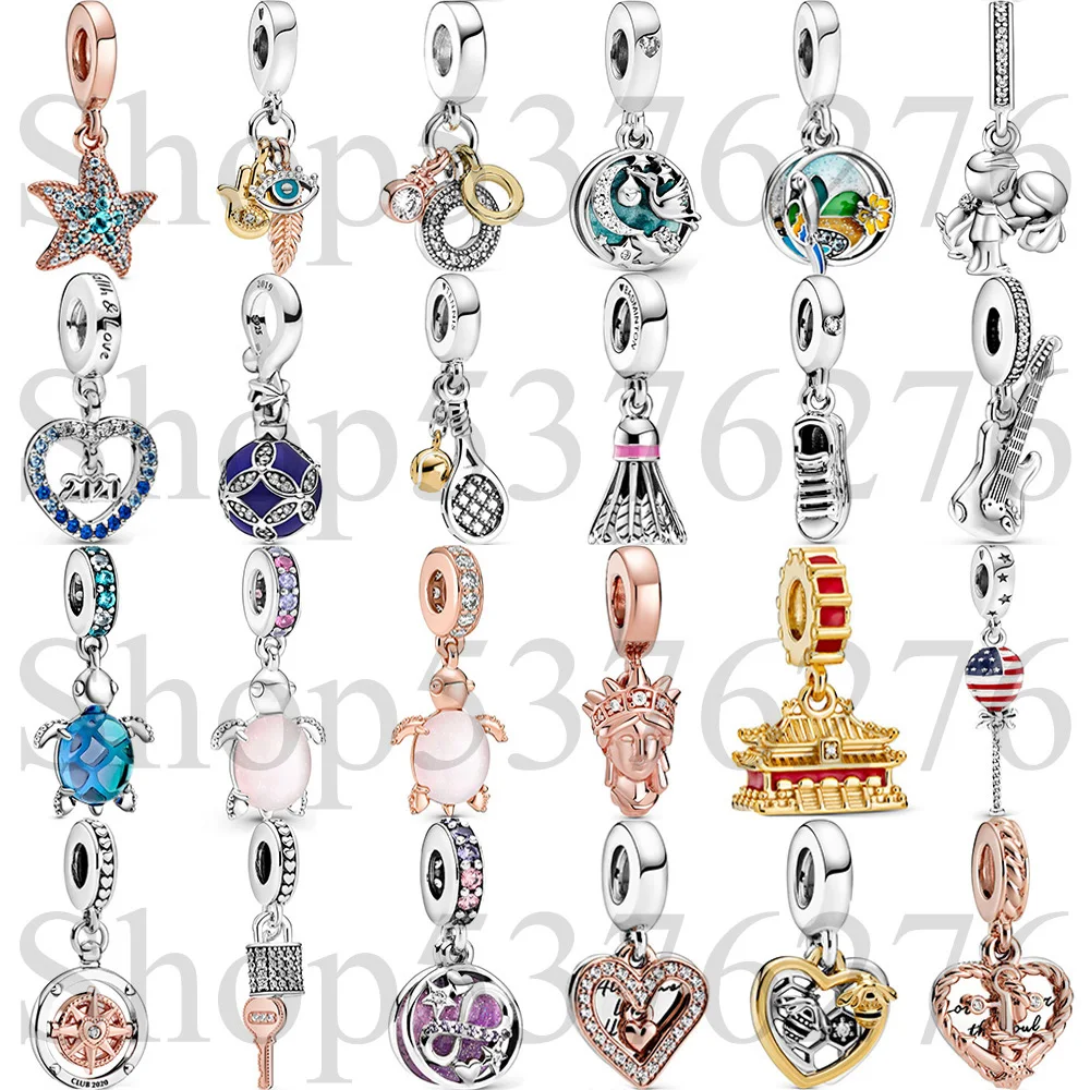 

925 Sterling Silver Bead Club 2020 Compass Brazil Beach Parrot Dangle Charm Fit Fashion Women Bracelet Bangle Gift DIY Jewelry