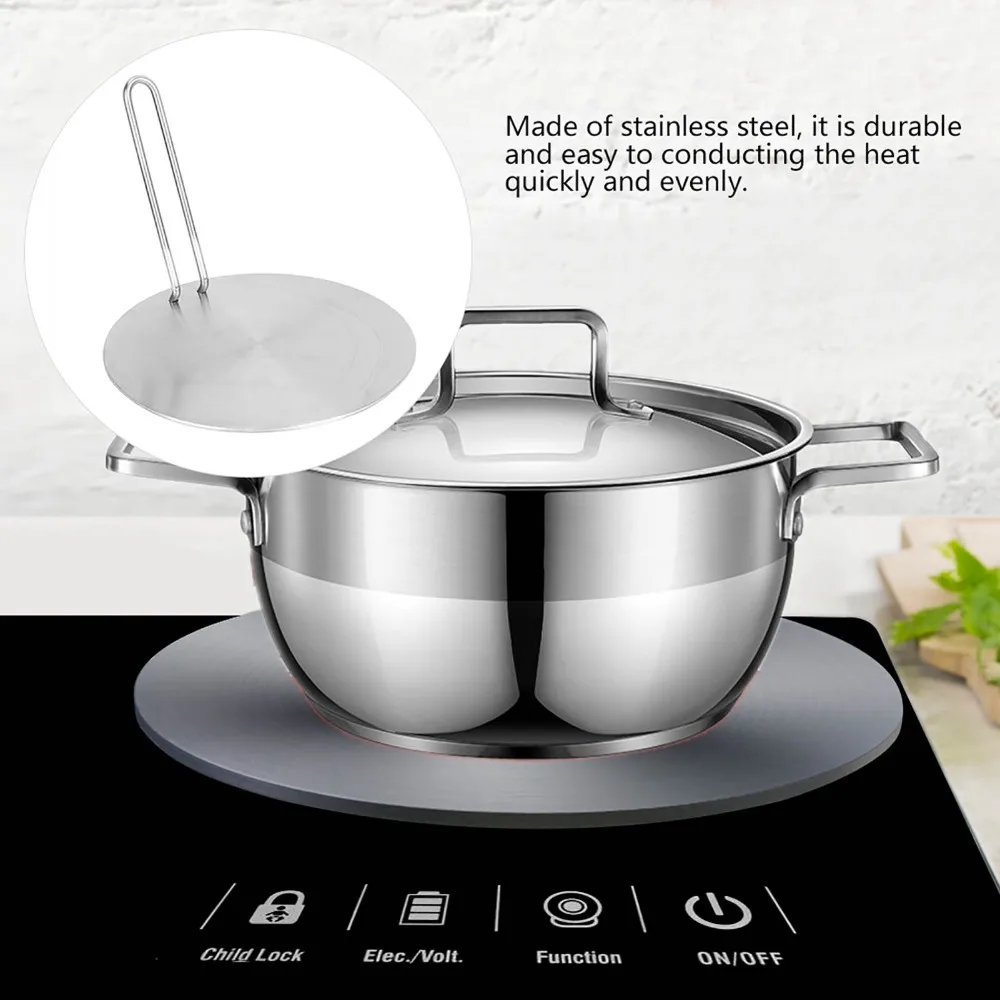Stainless Steel Heat Diffuser with Detachable Handle Multi-Purpose Induction Diffuser Plate 8.7/9.4in Durable Induction Plate