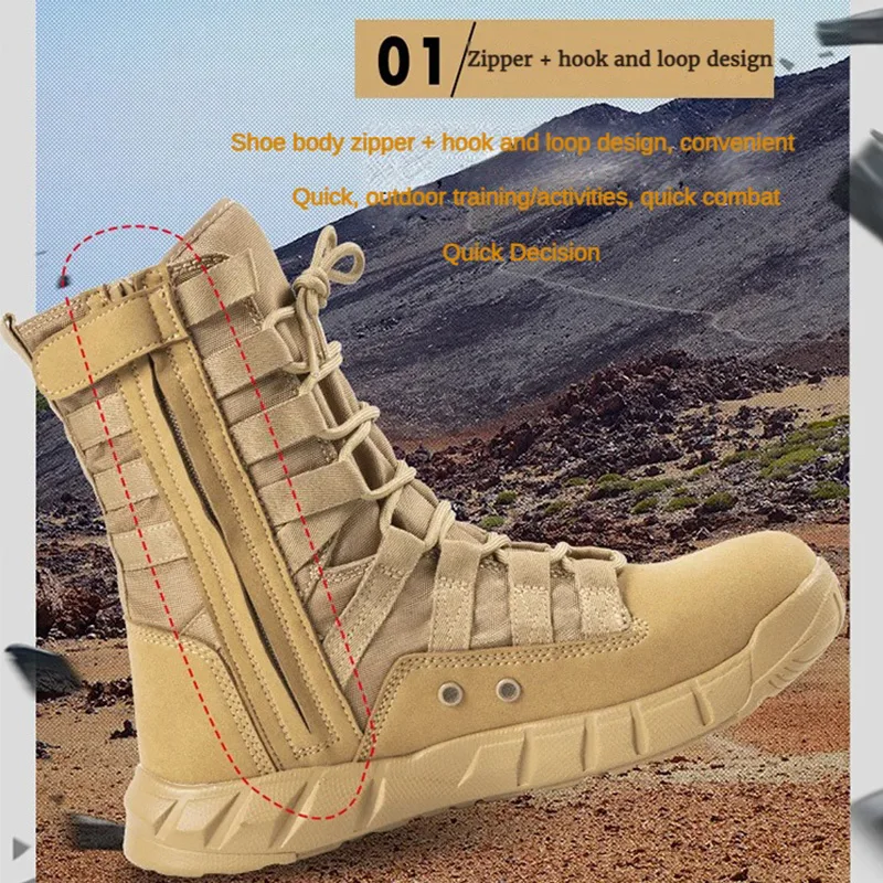 Botas de combate tático leves masculinas, sapato de tornozelo de selva masculino, respirável, ao ar livre, caminhadas, deserto, venda quente