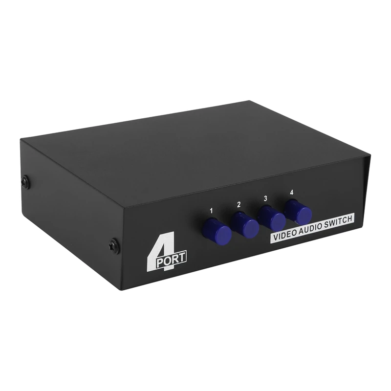 

4 Port AV Switch Switcher 4 in 1 Out Composite Video L/R Audio Selector Box for DVD STB Game Consoles