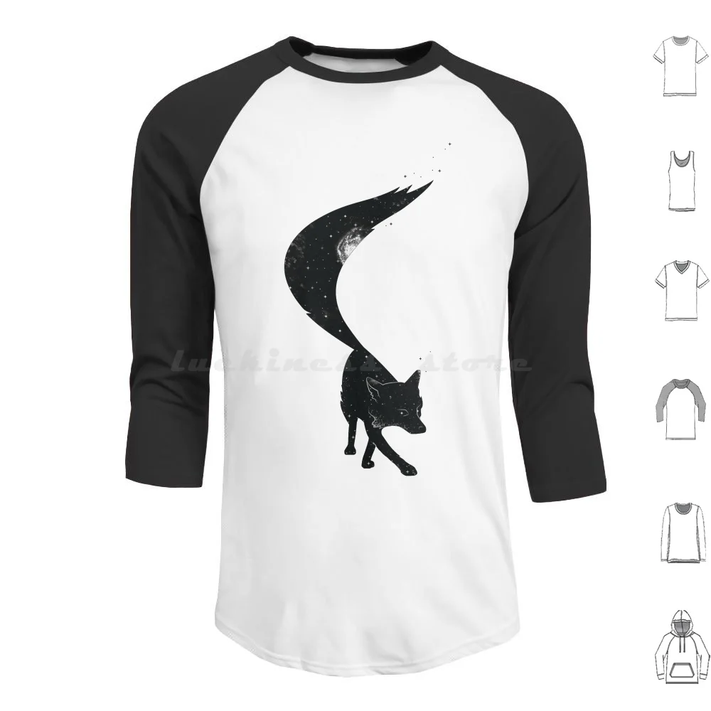Star Fox Hoodie Cotton Long Sleeve Fox Space Star Galaxy Animal Bw Black And White Starfox Vector