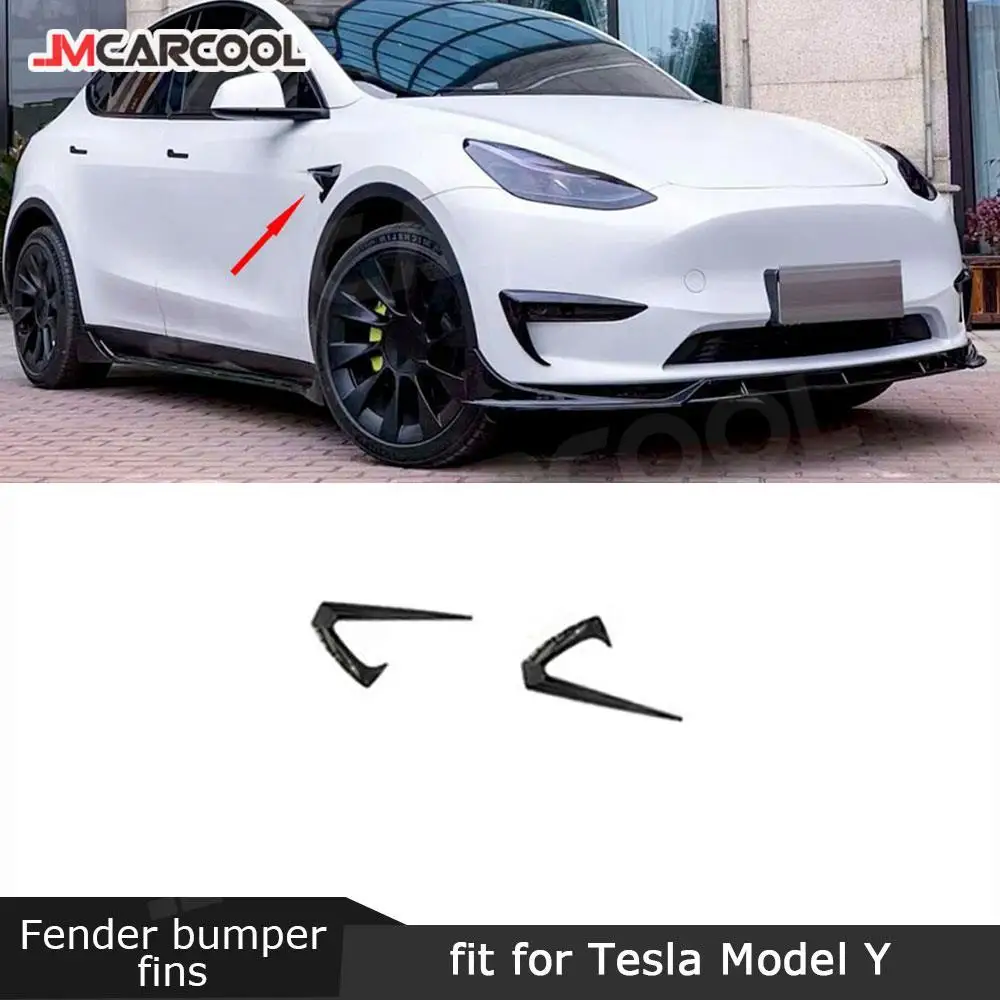 

JMCARCOOL Car Side Fender Knife Stickers Emblem Badge Decals Trim Styling for Tesla Model Y 2021+ Carbon Fiber Anards Splitters