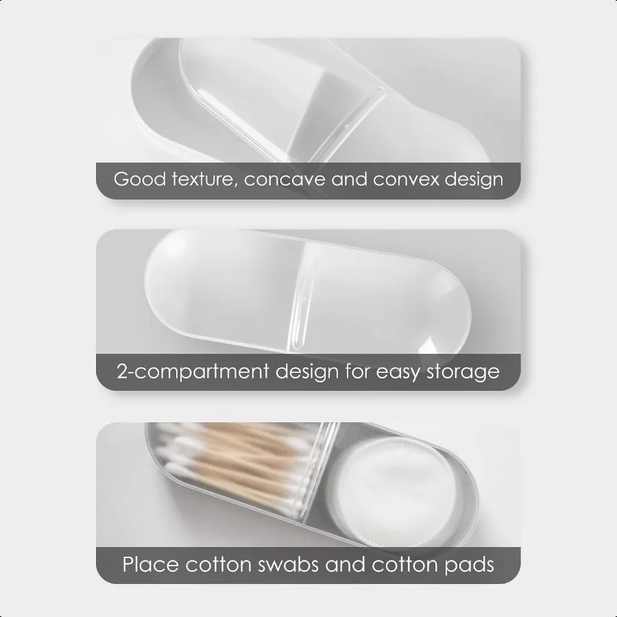 2 Pack Travel Cotton Swab Qtip HolderPlastic Container Dispenser Box with 2 Silicone Rubber Bands Portable Cotton Swab Makeup P
