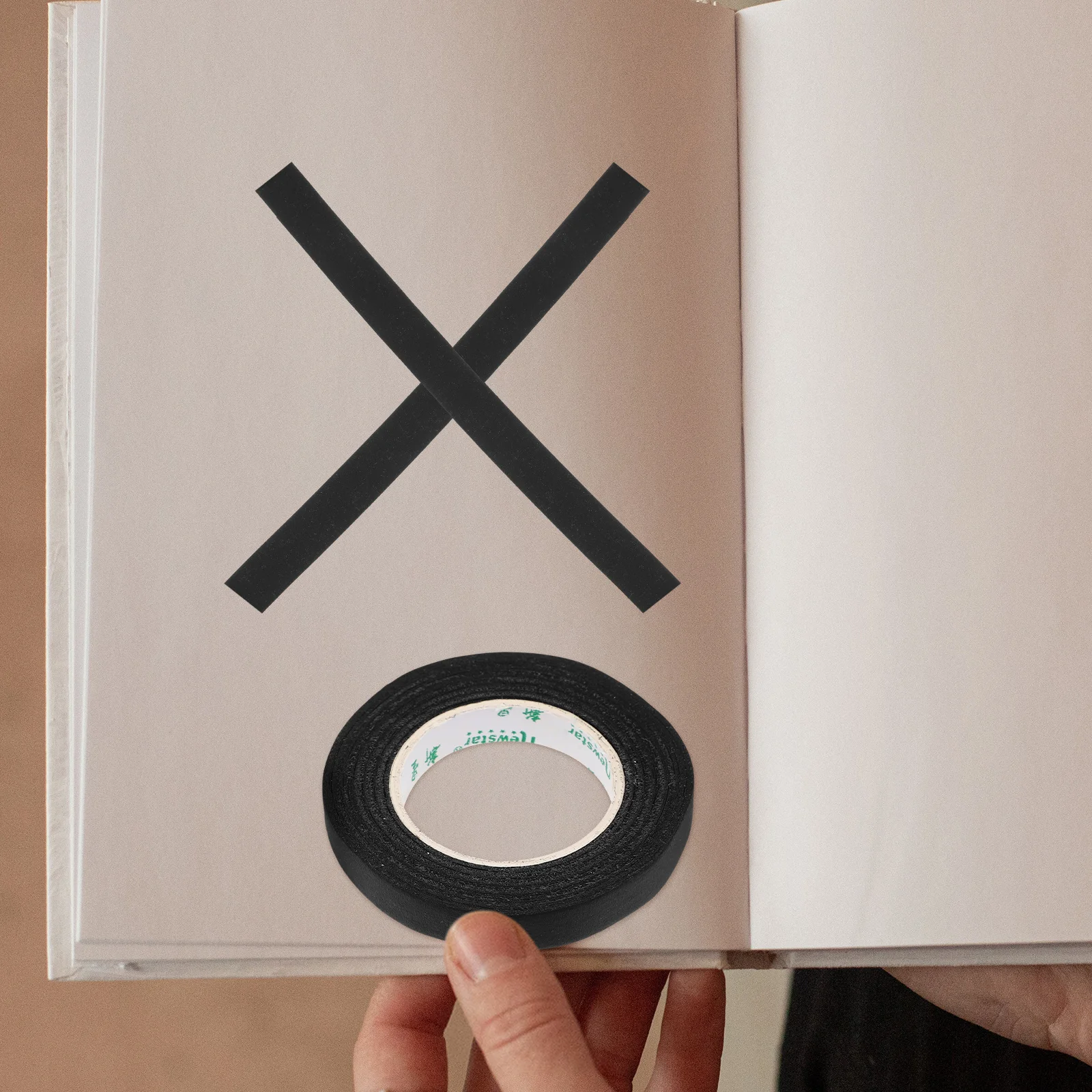 10 لفات شريط اشي أسود مجموعة أنيقة الحد الأدنى تصميم مخطط سكرابوكينغ مجلة صياغة لوازم شريط اشي أسود #1