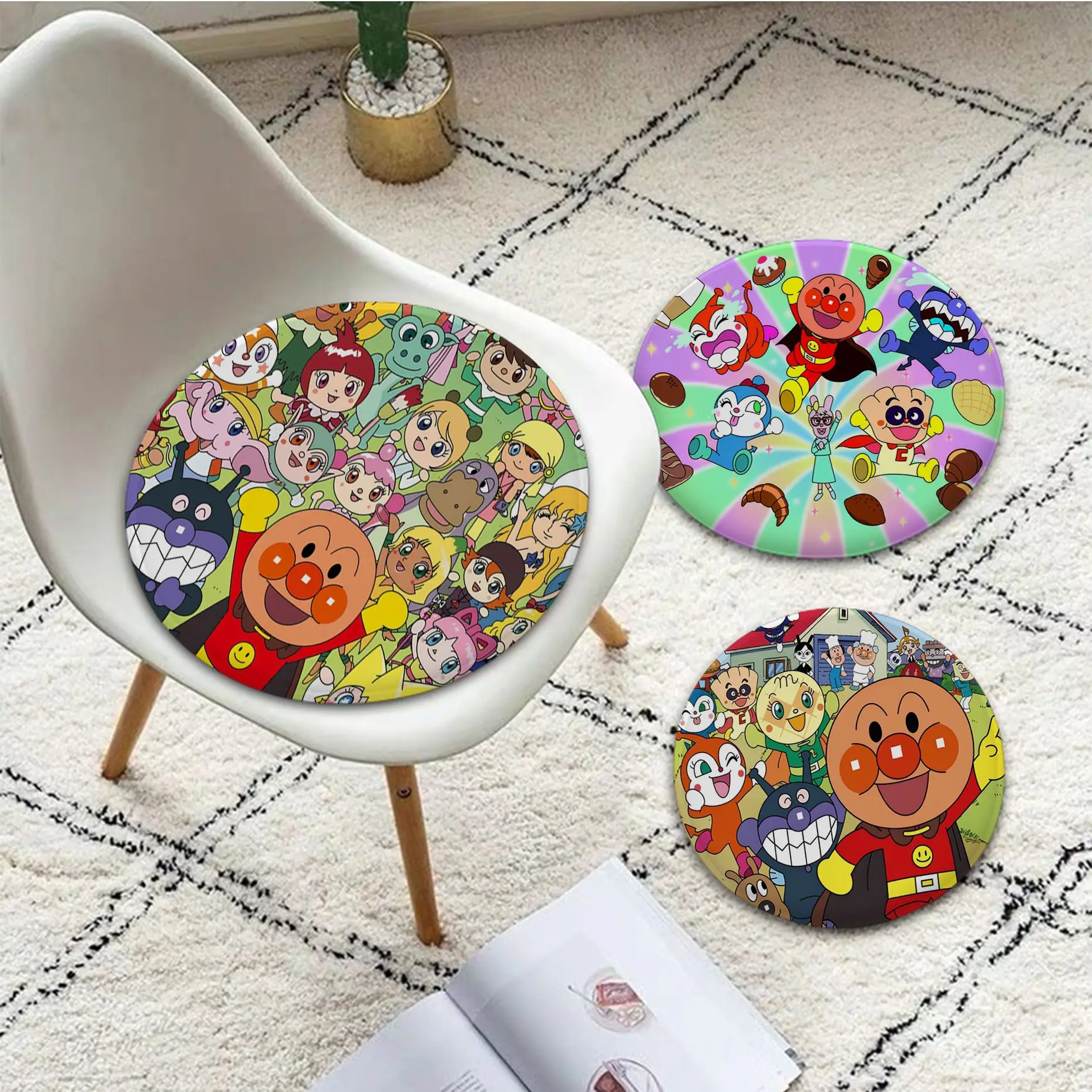 

Cute Anpanman-S Cushion Mat Square Seat Cushion Office Dining Stool Pad Sponge Sofa Mat Non-Slip Seat Mat