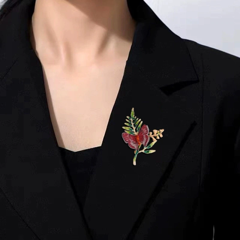 

Новая брошь-бабочка с цветком, аксессуар для броши на груди с вышивкой, аксессуары для женской одежды
