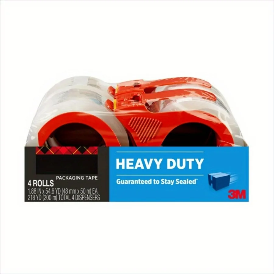 

Packaging Tape with Dispenser, 3" Core, Clear, 1.88" x 54.6 yds, 4 Pack