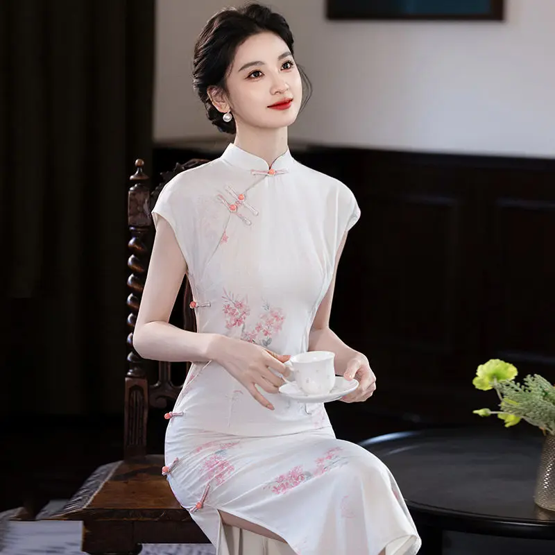 National Style New Chinese Style Daily Short Sleeved Suzhou Long Cheongsam Improved Young 2026 Women's Summer Qipao