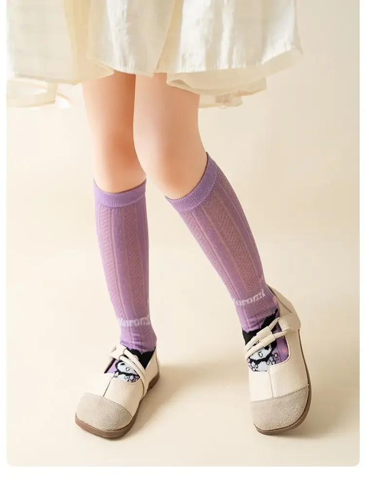 Sanrio  Kuromi Stockings for Children Anime Cartoon Cute Cotton Socks Baby Girl Spring  Autumn Breathable Fashion Warmers Gifts