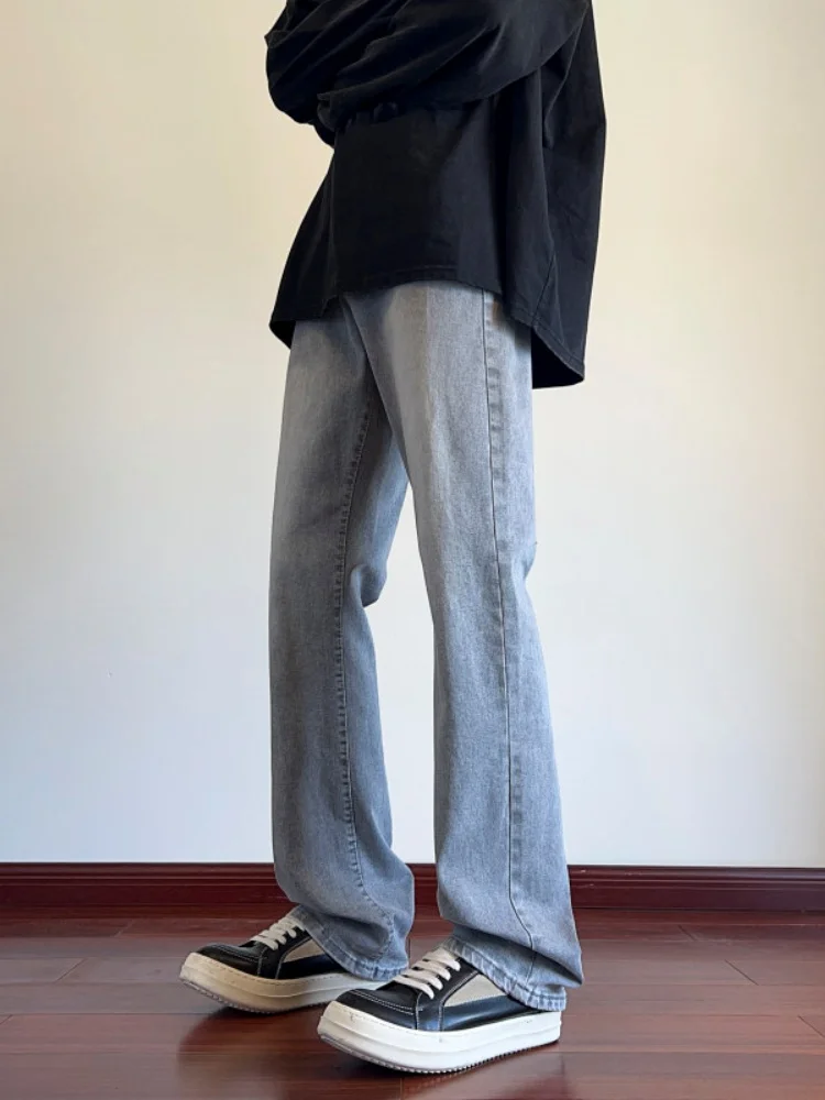 

e ey Men's Slim Straight Leg Jeans High Street American Sle Spring Autumn Loose Fit Long Trousers Wear Resistant
