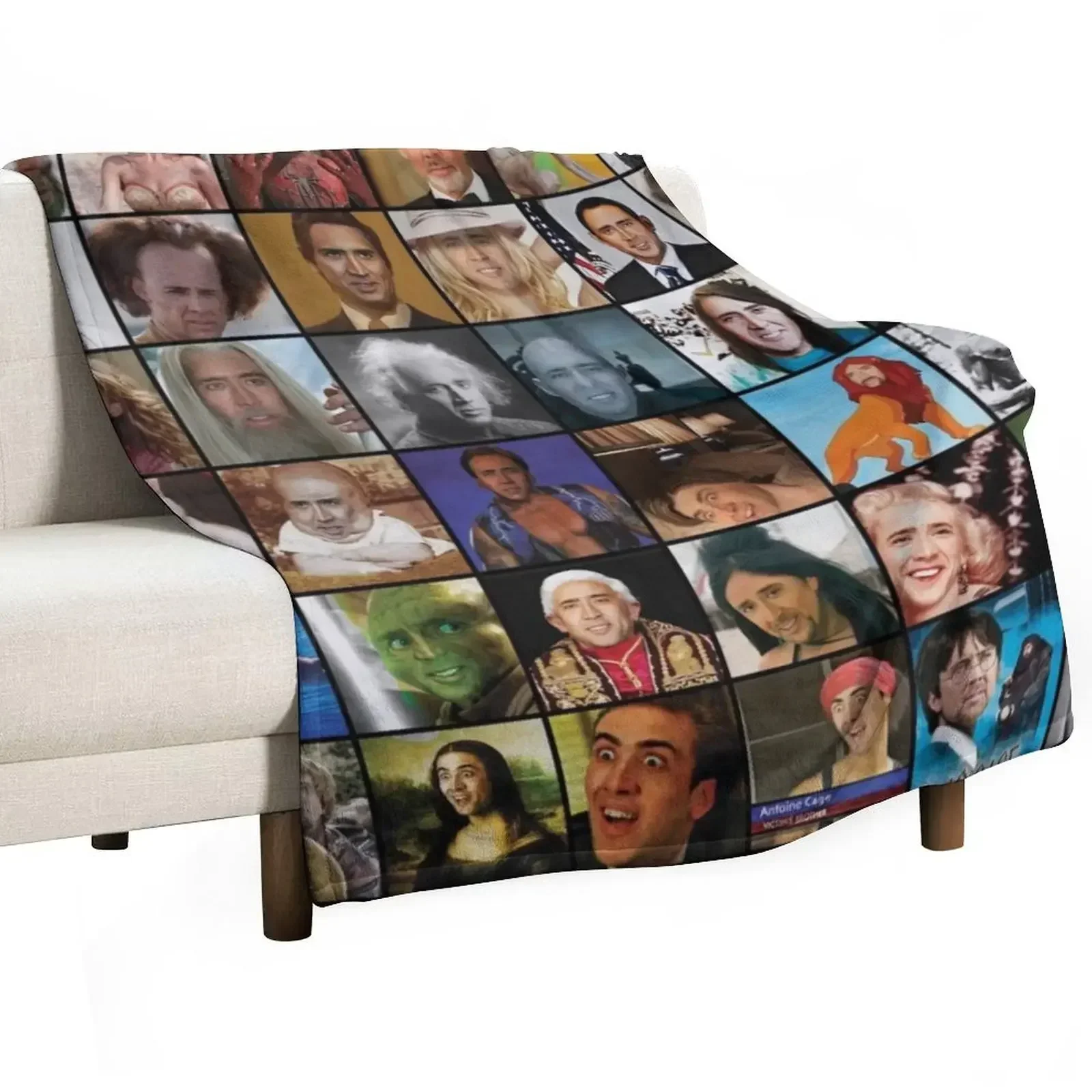 

Nicholas Cage Pattern - Nicolas Cage - Nick Cage Nic Throw Blanket Soft Beds Travel Blankets