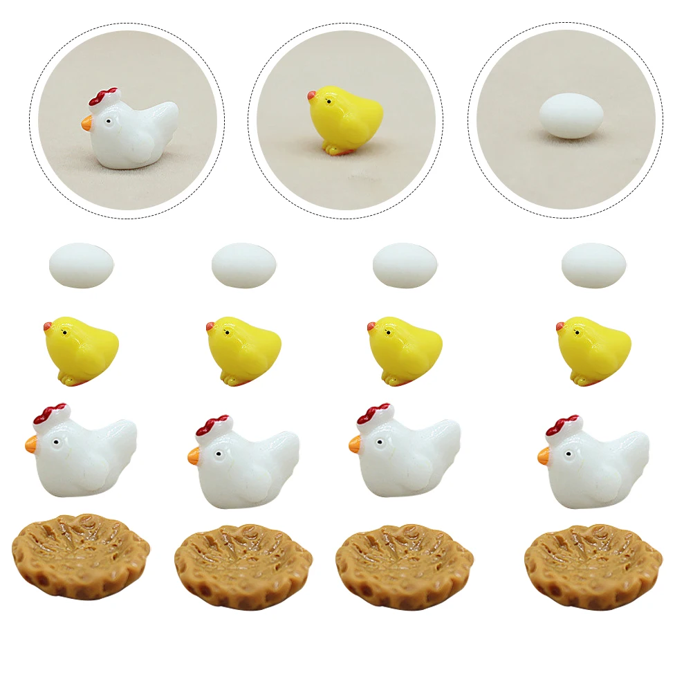 

20pcs Mini Resin Chicken Adornments Micro Landscape Decor Bonsai Ornaments Fairy Garden Accessories Garden Animal Statues
