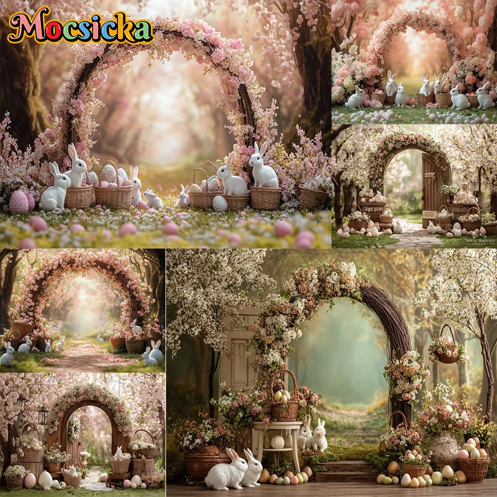 

Mocsicka Photography Background Spring Easter Egg Flowers Decoration Backdrop Baby Shower Newborn 1st Party Portrait Studio Prop