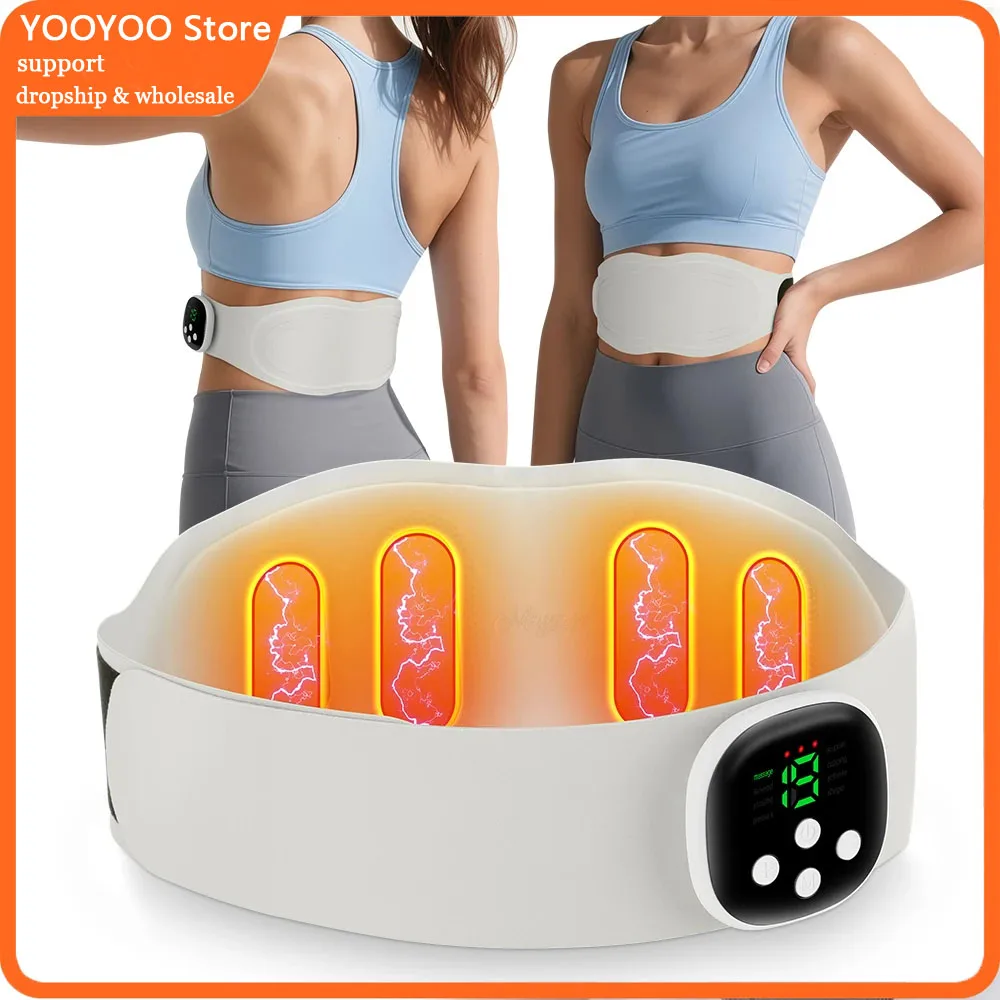 

Lycra Electric EMS Waist Back Massager Belt 8 Mode Microcurrent Hot Compress Fitness Abdomen Massage Device Muscle Relax