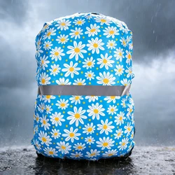 【3】Cubierta de lluvia para mochila escolar con estampado colorido con tira reflectante, funda para mochila de seguridad para viajes nocturnos a prueba de polvo y arañazos