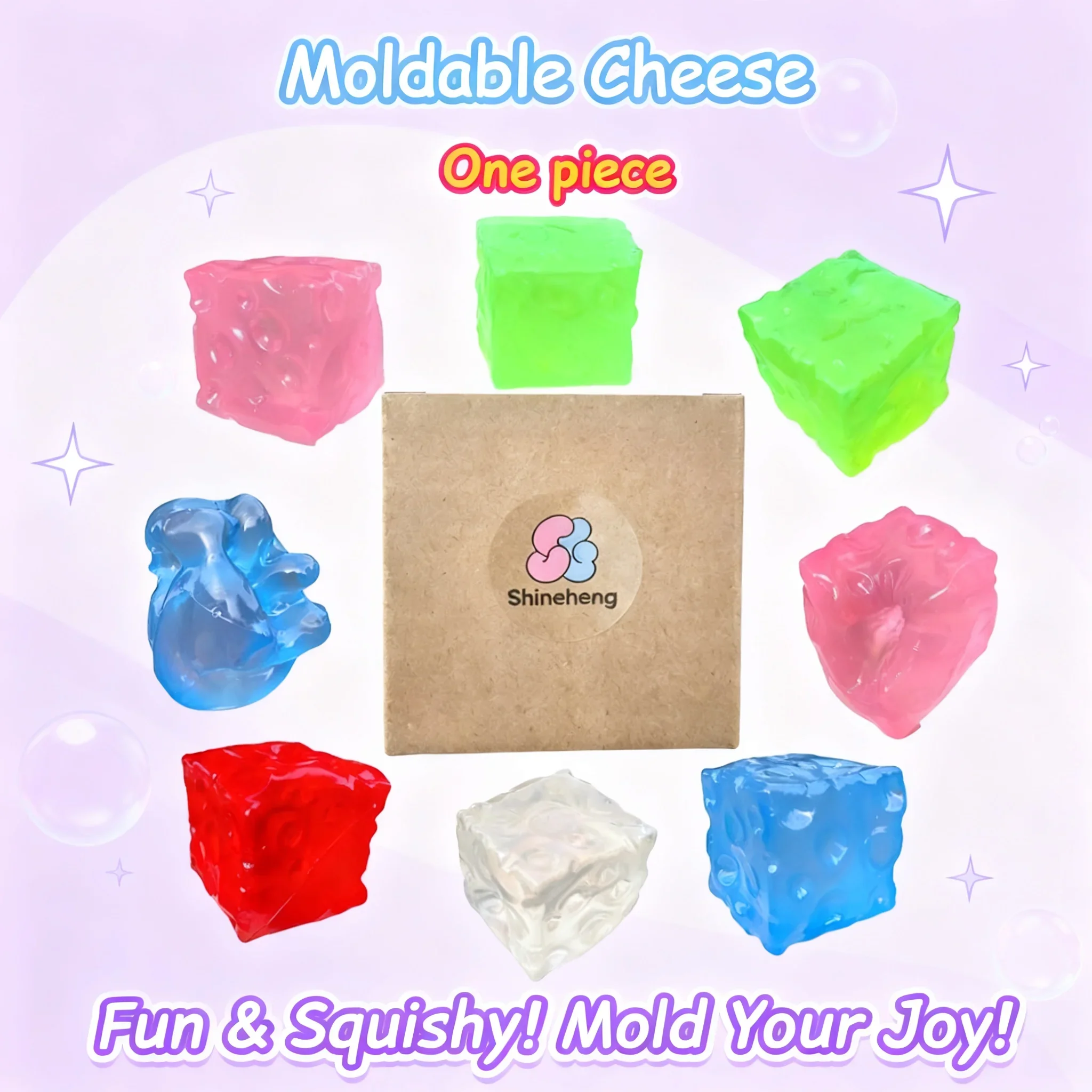Handmade Coconut Oil Cheese Blind Box Squeeze Fidget Toy Non-Rebound Pinch Squeeze Moldable Decompression Plastic Ball