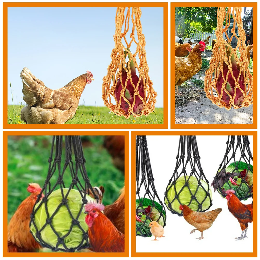 

2Pcs Vegetable Hanging Feeder for Chickens Reusable Nylon Net Bag Chicken Feeding Tool with Easy Hang Design for Coop Use