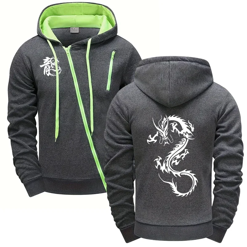 2025 في الهواء الطلق عارضة الرياضة ركوب هودي معطف التنين الصيني مطبوعة هوديي للرجال عالية الجودة مقنعين طويلة الأكمام جاكيت زيبرا #4