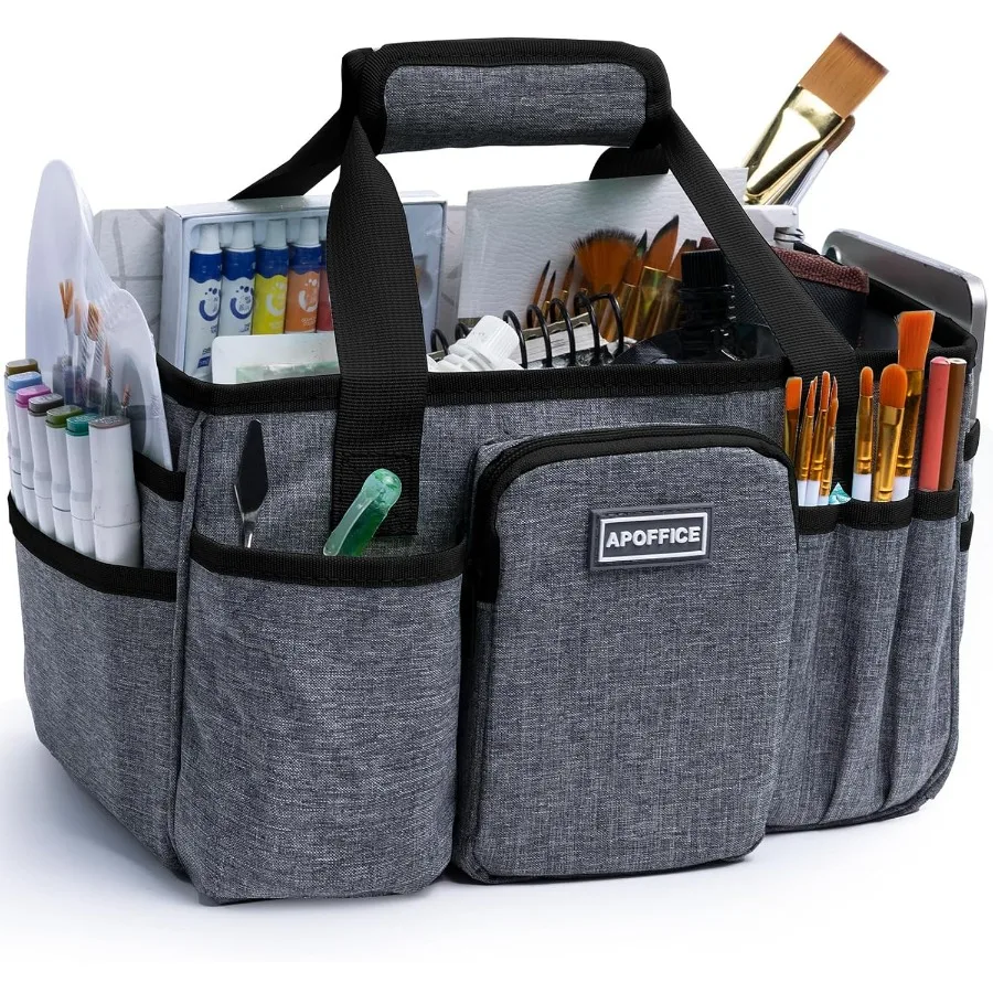

Art Supply Organizer Tote Bag with Multiple Pockets and Adjustable Divider for Sewing Scrapbooking School Office and Medical Su