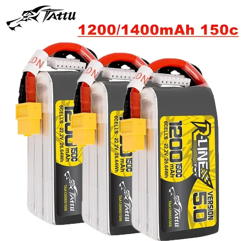 TATTU R-LINE 5.0 22.2V 1200/1400mAh 150C LiPo Battery For RC Helicopter Quadcopter FPV Racing Drone Parts With XT60 Plug