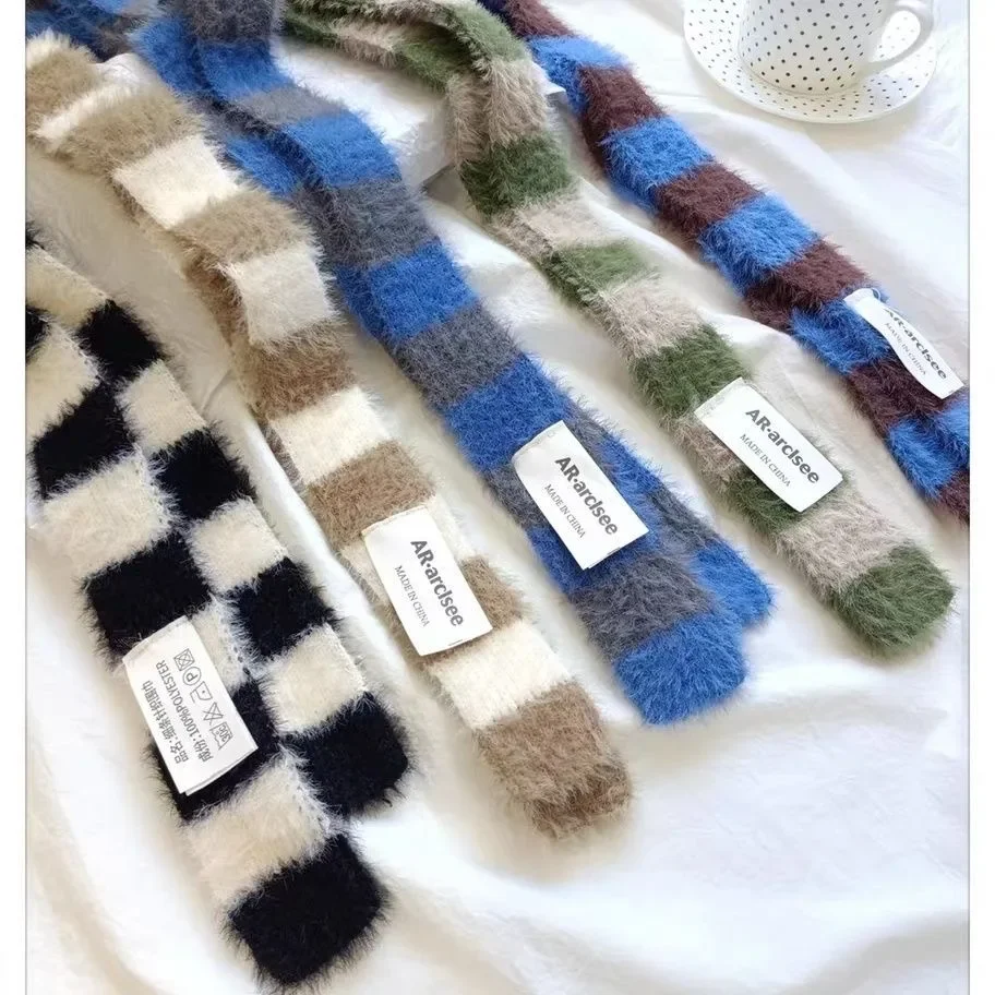 

Y2K Striped Sausage Scarf – Soft Wool-Knit Thin Neck Warmer, Warm & Stretchy Autumn-Winter Accessory for Girls