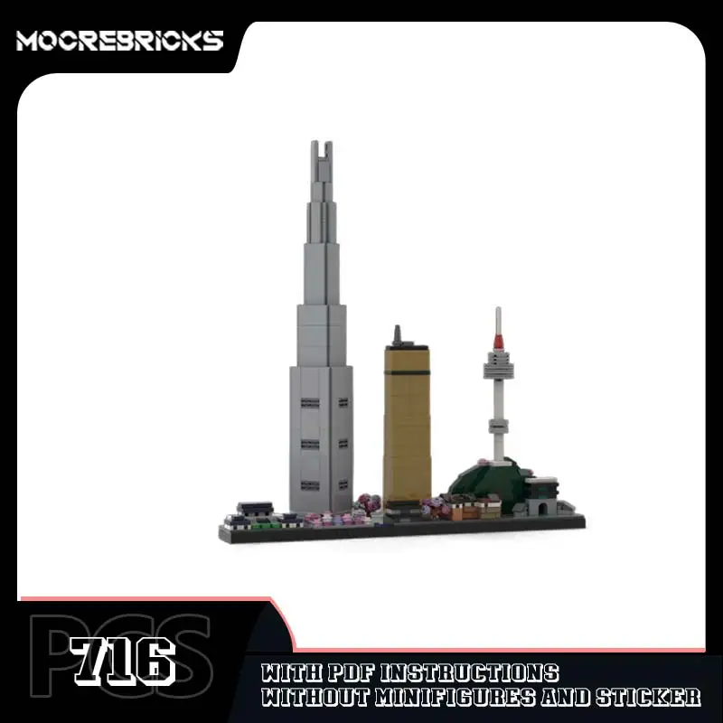 MOC-143208 Lotte World Tower Ver 2 Architektoniczny Model Budynku z Klocków Skala 1/650 Małe Klocki Zabawka Prezent do Ekspozycji ﻿