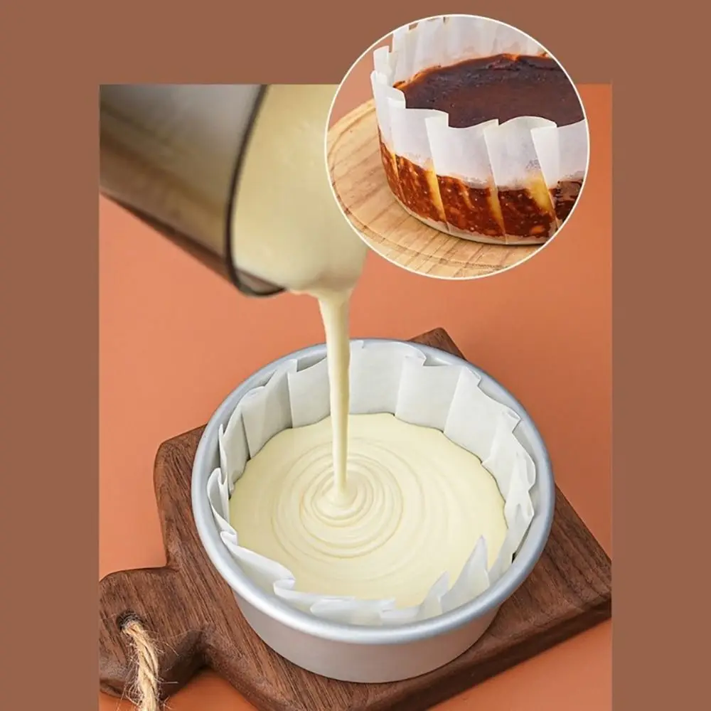 50Pcs Kitchen Use Baking Papers Foldless Disposable Cake Wrap Basques Cake Paper Oilproof 4/6/8inch Cupcake Liner