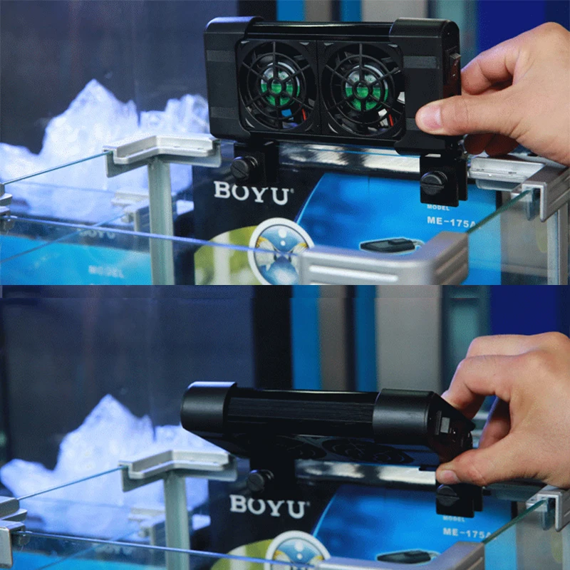 سلسلة BOYU التحكم التلقائي في درجة الحرارة، شبكة حماية عكسية قابلة للتعديل، تبريد المياه المالحة، مروحة حوض السمك، خزان الأسماك #3