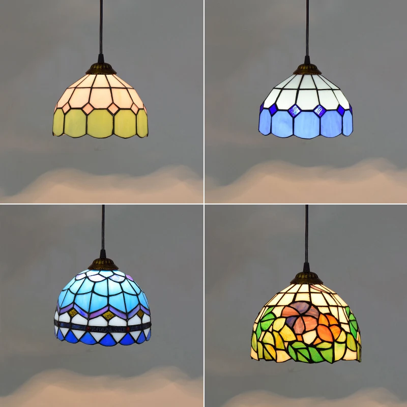 Vintage Pendant Lights Mediterranean Baroque Colorful Glass Hanging Lamp Led Bedroom Bedside Light Fixtures Home Decor