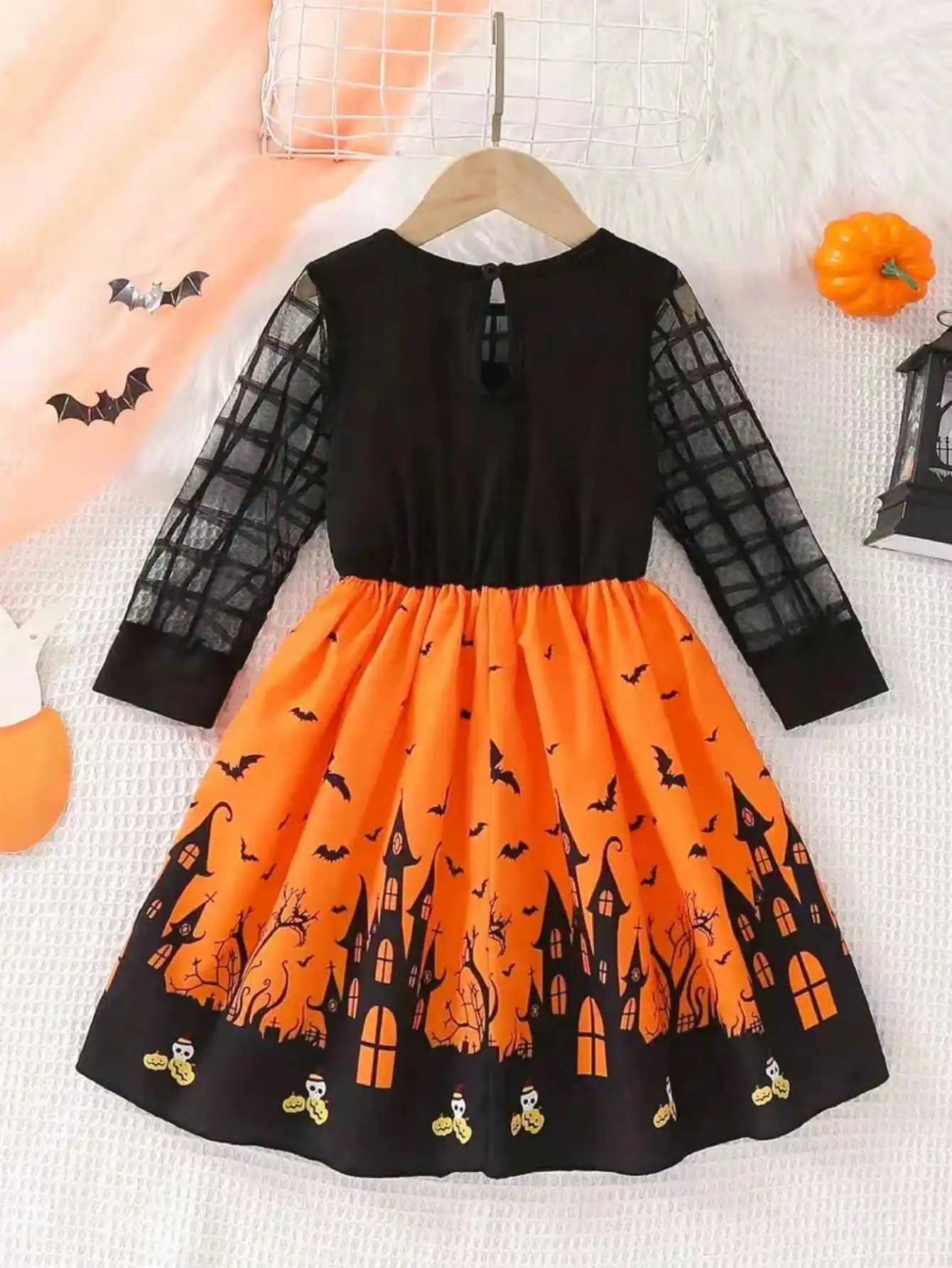 Festliches Halloween-Kleid mit langen Ärmeln und reichen Mustern, beliebter Stil für den Alltag, elegantes Kostüm für Frauen – Detail 4