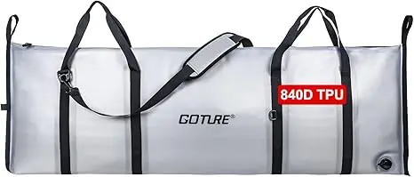 

Goture 840D Insulated Fish Cooler Bag 59.8"x20" TPU Leakproof Bag Airtight Zipper Drain Plug 72Hour Ice Retention FishingCamping