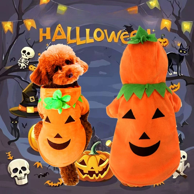 

Одежда для домашних животных с тыквой на Хэллоуин, праздничная одежда для маленьких собак