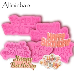 B0070 Happy Birthday Letter Form Chocolate Silicone Mold  DIY Cake Safe-resin Clay Pastry Dessert Candy Cupcakes