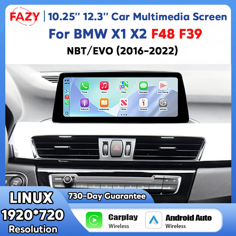 

10.25'' 12.3'' 1920*720 Мультимедийный экран для автомобиля с Linux для BMW X1 F48 X2 F39 2016-2022 NBT EVO, Android Auto, беспроводной CarPlay