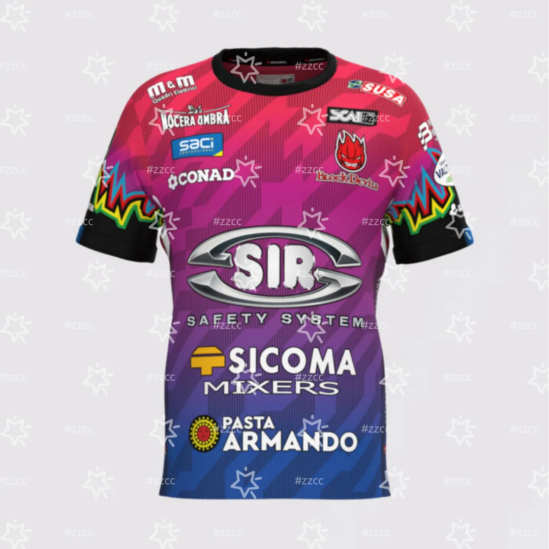 25-26 Sir Safety Perugia Home volleyball jersey Training kit Men's