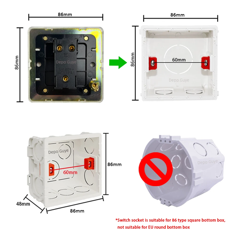 الرجعية المعادن الجدار ضوء تبديل 1/2 عصابة 2/3 طريقة التبديل الاتحاد الأوروبي FR روسيا خمر النحاس رافعة الفولاذ المقاوم للصدأ لوحة التبديل للمنزل #5