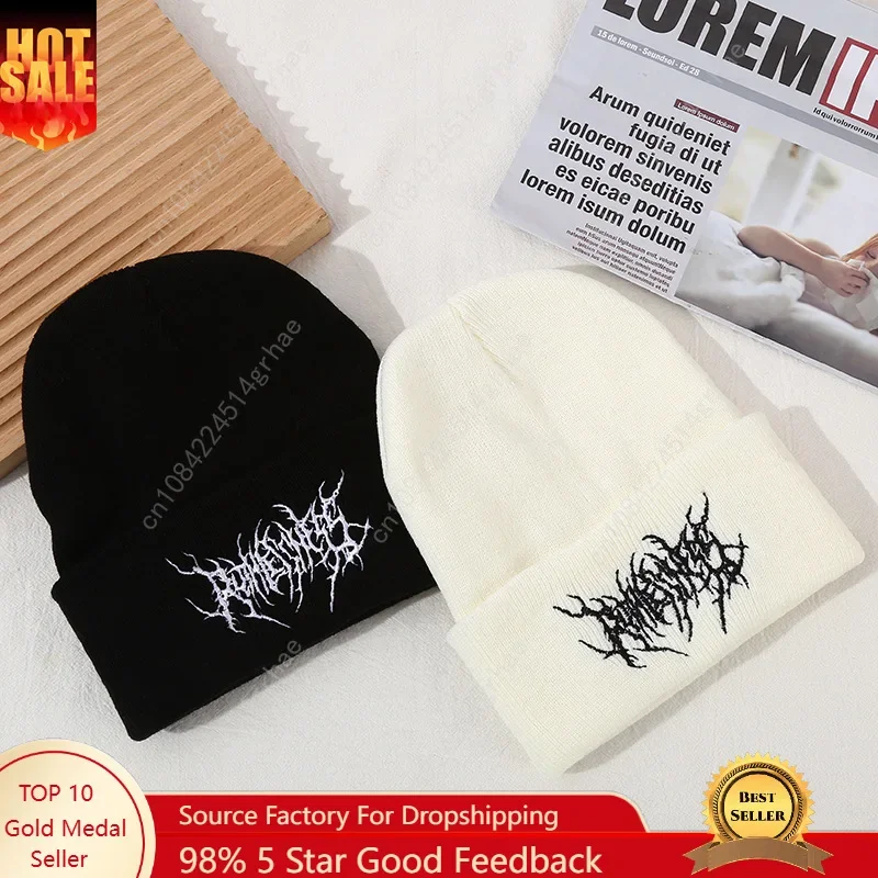 

Winter New Versatile Solid Color Woolen Hat For Men's Outdoor Warmth and Cold Hat Hip-Hop Fashion Embroidered Knitted Hat