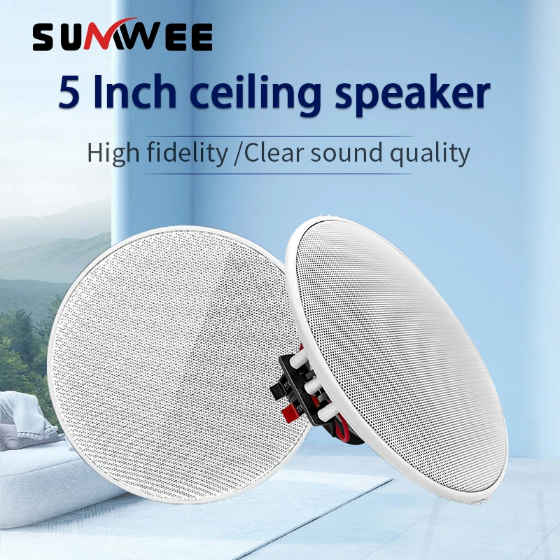 SUMWEE 5 Inch Ceiling Speaker Passive Perfect For Office Kitchen Living Room Bathroom 8Ω Speakers Sound Quality Background Music