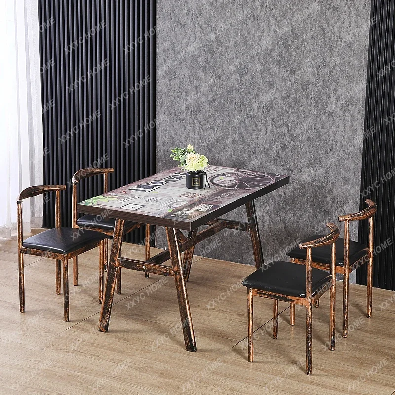 Fast Food Table and Chair Combination Industrial Style Snack Restaurant Table