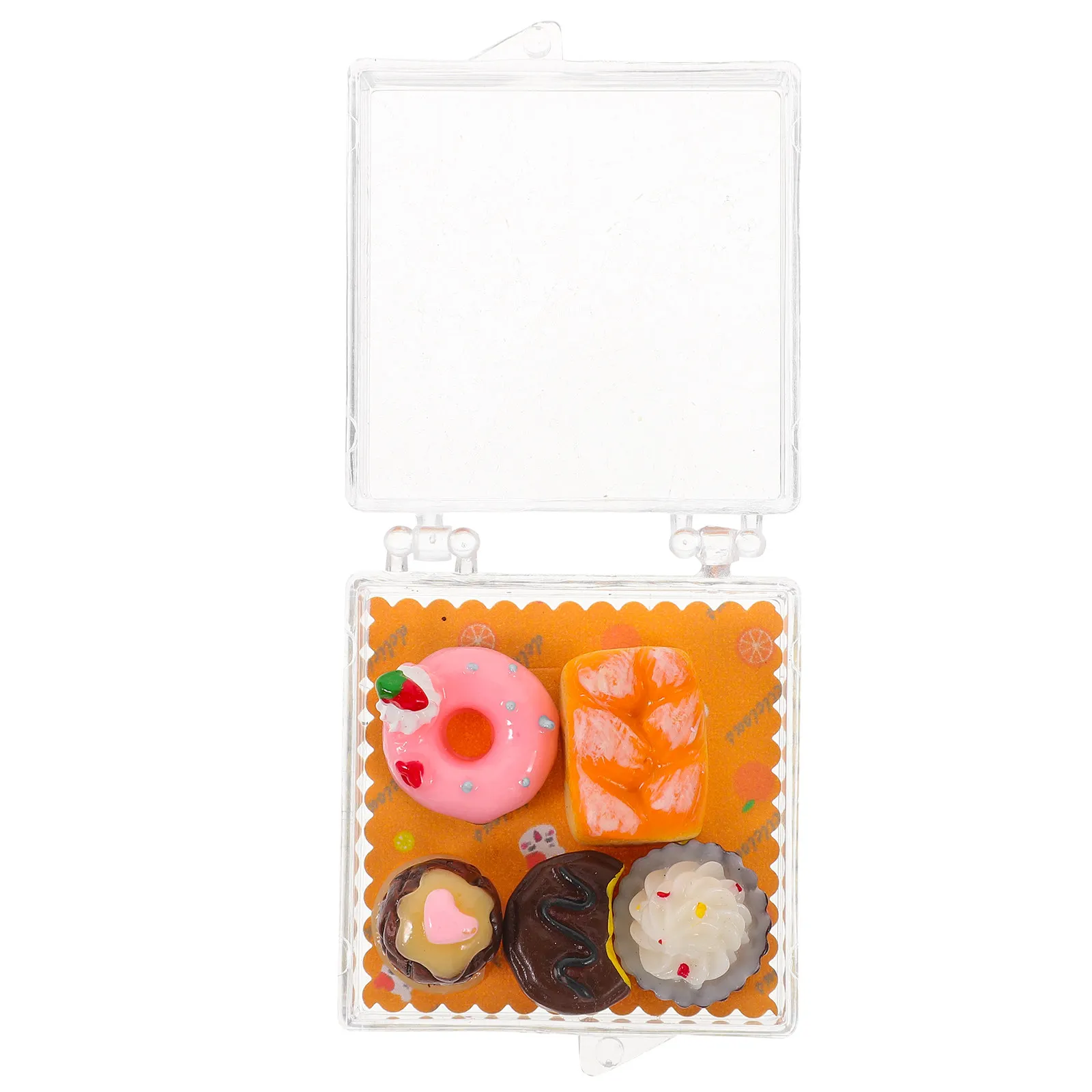 

Mini Food Prop Decor Mini House Miniature Cake Fake Dessert Light Portable Storage Box Pretend Play Accessories Decoration