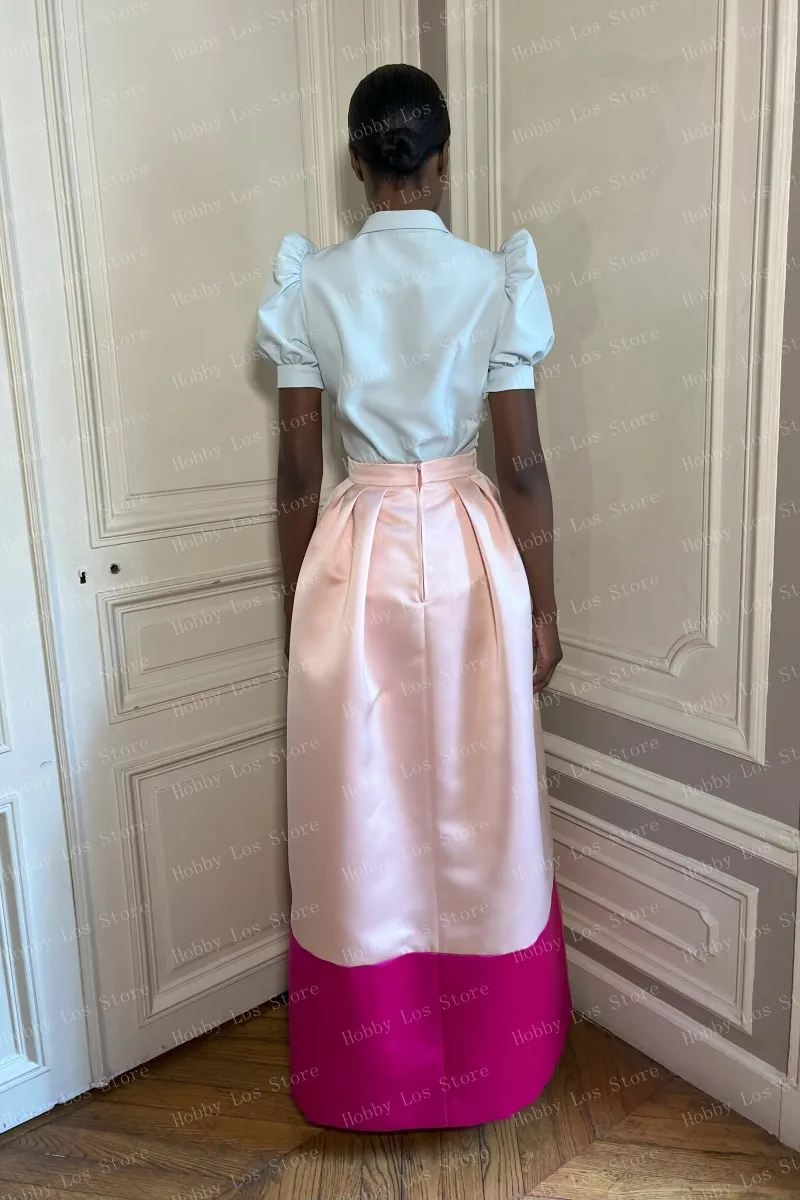 กระโปรงยาวแบบซาตินด้าน รุ่น HOBBY สีชมพูอ่อน ตัดเย็บตามสั่ง เสื้อผ้าผู้หญิงราคาถูก กระโปรงไซส์ใหญ่ Ever Pretty