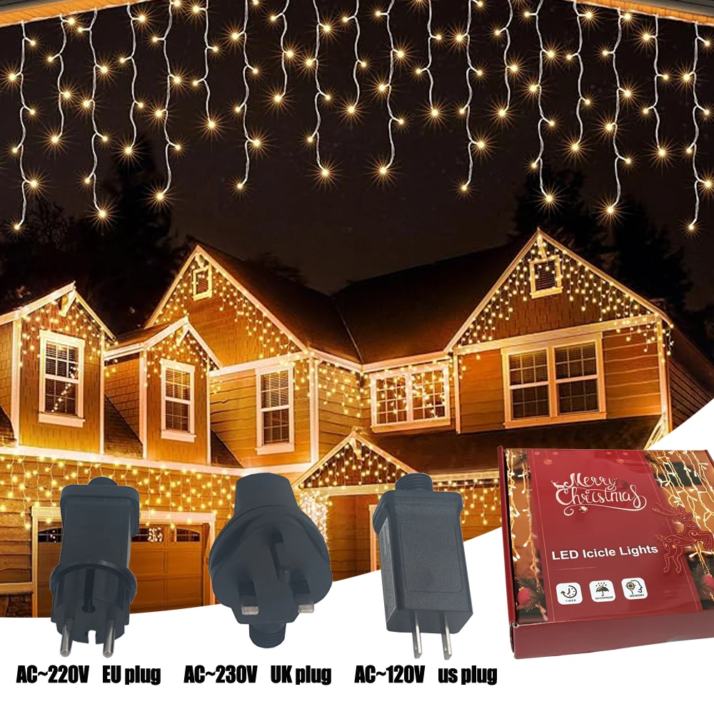 

2pack Outdoor Waterproof Christmas Ice Light,8 Modes Indoor Decor String Lights Timer Memory for House Party Wedding Camping Dec